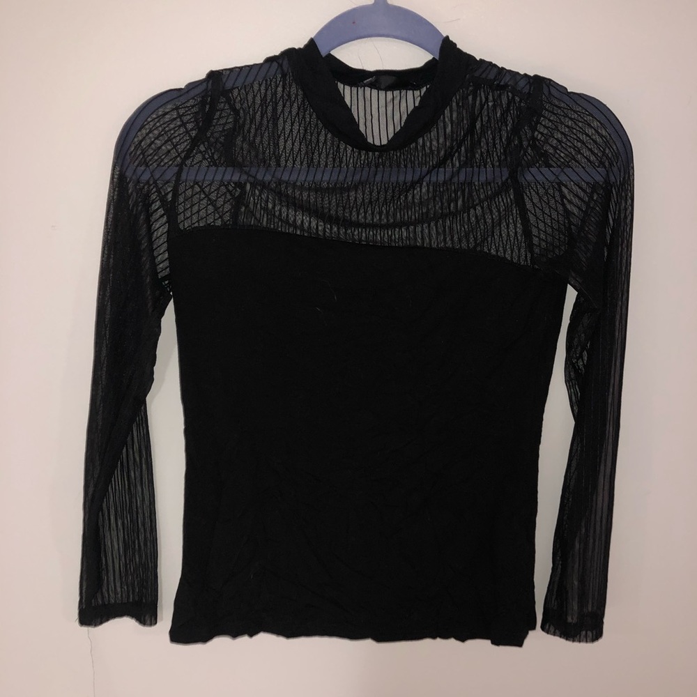 Black mesh cutout top